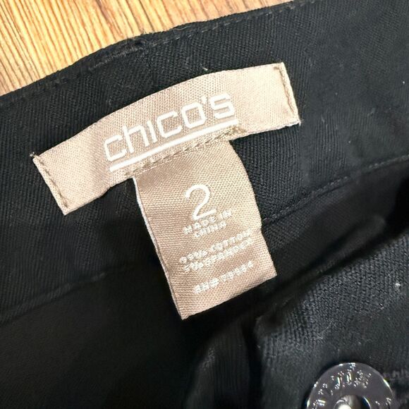 Chico's So Slimming Black Ankle Jean Texture Stretchy Pants - Size 2 (US L/12) - Picture 5 of 8